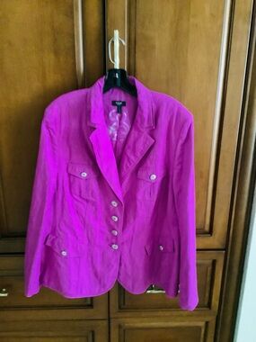 BASLER PURPLE COTTON CLASSIC BLAZER WITH SILVER ACCENT BUTTONS SZ 48/ 18